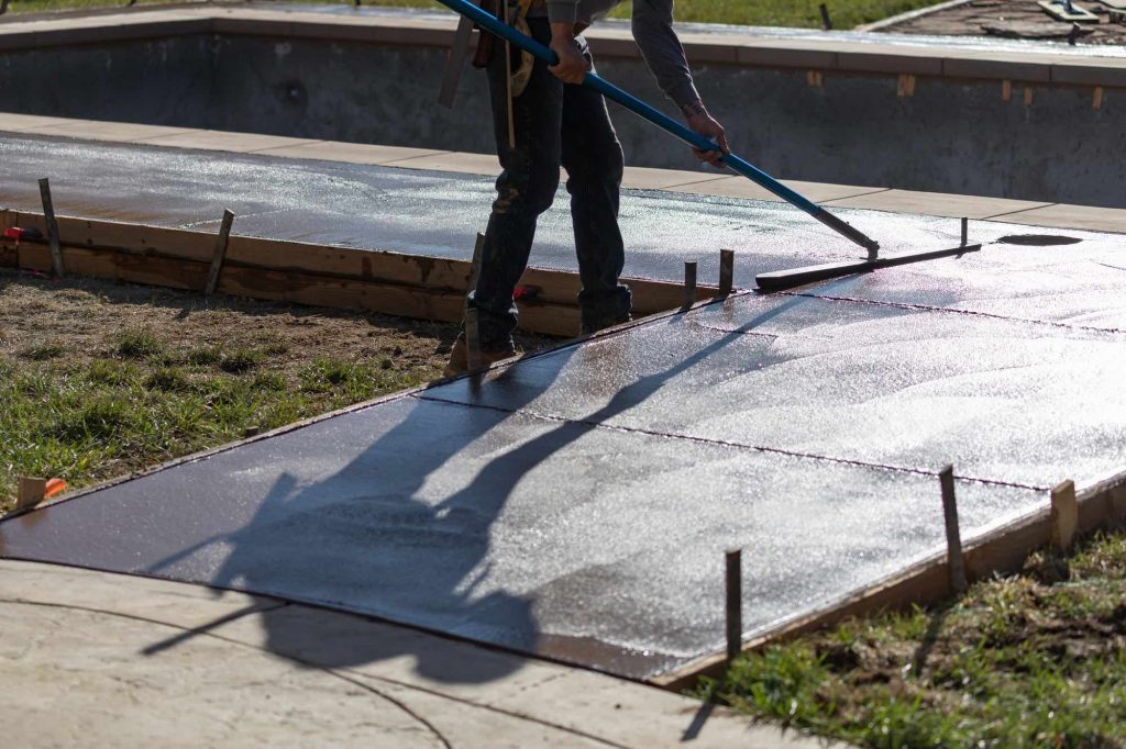 Concrete flatwork being finished